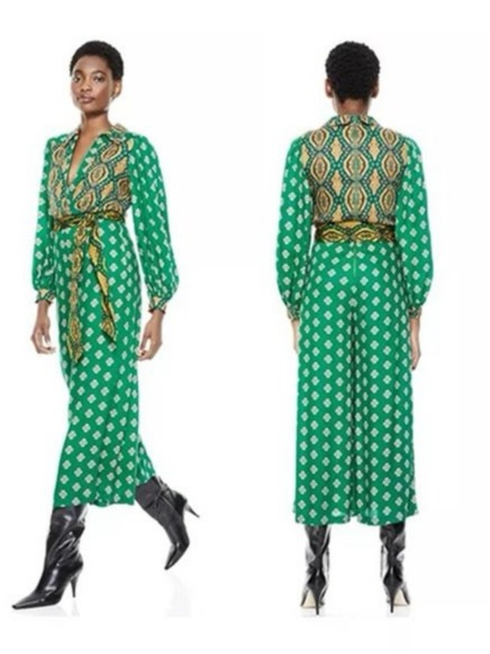 ALICE + OLIVIA Olsen Tie Waist Wide Leg Jumpsuit Size 4
